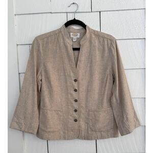 Talbots Womens 6 Linen Blend Pin Striped Blazer Old Money Quiet Luxury Lagenlook